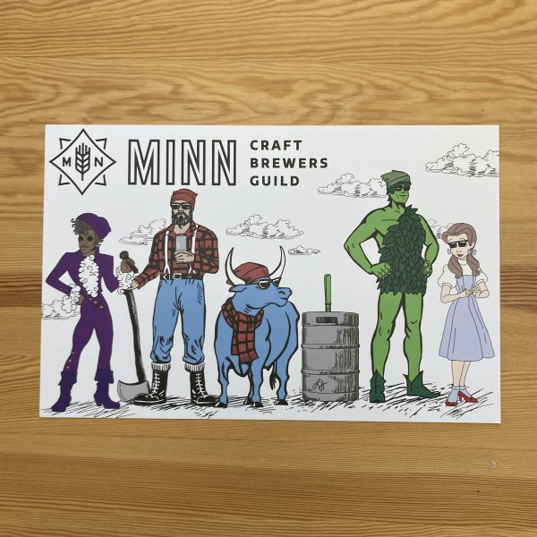Poster shows Prince, Paul Bunyan and Babe, the Jolly Green Giant, and Dorothy, all alongside a keg and below a MNCBG logo.